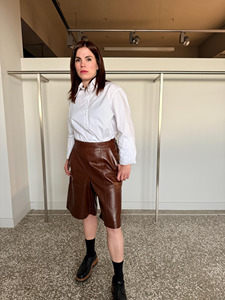 Sheep Leather Waterproof Breathable Quick Dry <b>Women's</b> Casual Belt <b>Bermuda</b> <b>Shorts</b> High Waist Elastic Waist Washed Wide Leg - Product Image 2