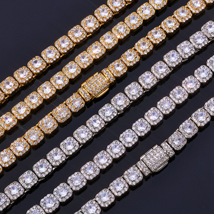 Pulsera de eslabones de plata 925 con moissanita y diamantes para hombre, estilo tenis, ligera, con incrustaciones, de lujo, joyería llamativa para hombre, estilo hip hop - Product Image 4