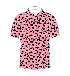 Camisa polo con estampado de enredaderas florales en negro y rosa para hombre, camisa de golf informal de manga corta a la moda de verano - Product Image 4