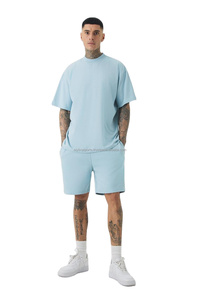 Camiseta y conjunto corto de corazón gráfico de gran tamaño de estilo veraniego informal de algodón 100% para hombre, patrón de estampado teñido liso transpirable de secado rápido - Product Image 3