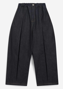 High Quality Pleats Raw Selvedge Denim Men Jeans <b>Balloon</b> Baggy Womens Pants Japanese Selvage Raw Denim Pleats Mens Jeans - Product Image 3