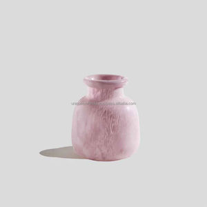 Classic <b>Mini</b> Pink Resin Eco-Friendly DIY <b>Vase</b> | Handcrafted Rounded <b>Vase</b> for Tabletop Shelf & Modern Home Decor - Product Image 1