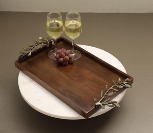 Plateau de service en bois fait main – Grand plateau rustique pour thé et café, idéal pour la cuisine et la décoration intérieure - Product Image 4