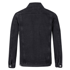 Veste en jean noire tendance avec col contrastant, boutonnée, avec poches, manches longues, pour un usage quotidien décontracté - Product Image 2