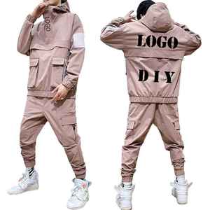 Conjunto de 2 Piezas de Ropa Urbana con Logotipo Personalizado, Chaqueta Cortavientos para Hombre, con Múltiples Bolsillos, de Poliéster Impermeable, para Verano - Product Image 1