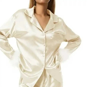 Vestido de Dormir Personalizado de Alta Calidad para Mujer, Conjunto de Pijama de Dos Piezas de Satén con Manga Larga, Ropa de Dormir para Primavera y Verano - Product Image 2