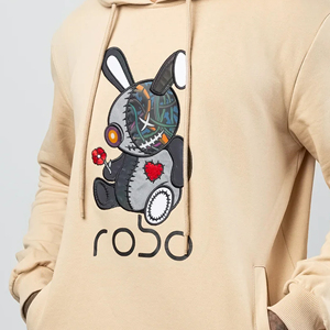Sweat à capuche imprimé Robo Bunny pour homme, en coton molletonné, style décontracté, streetwear automne, logo frontal, coupe classique - Product Image 6