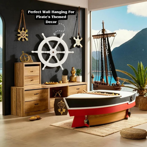 Rueda de Barco Náutica Clásica de Madera Blanca para Colgar en la Pared, Decoración Marítima Costera para el Hogar, la Oficina y la Casa de Playa - Product Image 3