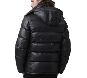 Blouson d'hiver décontracté noir unique 2026 avec capuche, rembourrage en duvet, doublure en fausse fourrure, fermeture éclair coupe-vent, coupe classique - Product Image 2