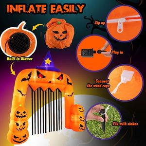 Arco Gonfiabile a Forma di Zucca per Halloween, Decorazione da Giardino con Picchetti e Sacche d'Acqua - Product Image 6
