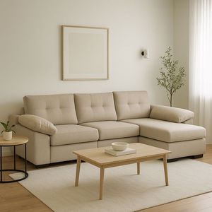 Canapé d'angle moderne en tissu avec chaise longue pour salon - Product Image 1