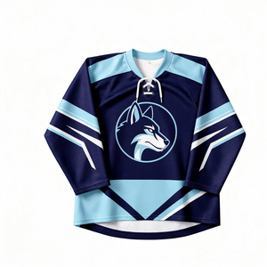 Jersey de Hockey sobre Hielo Sublimado Personalizado para Hombre, Manga Larga, Logotipo de Lobo, Ropa Deportiva de Poliéster que Absorbe la Humedad - Product Image 1