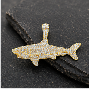 10K Solid <b>Gold</b> Hip Hop Style Shark Cartoon Iced VVS Moissanite Fine Jewelry Pendants Diamond <b>Tester</b> Necklace with Custom Charms - Product Image 4