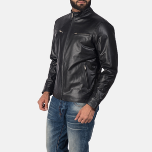 Veste en cuir pour homme, best-seller de la mode d'hiver, nouveau design avec col montant et motif de lettres sur le devant, veste confortable - Product Image 2