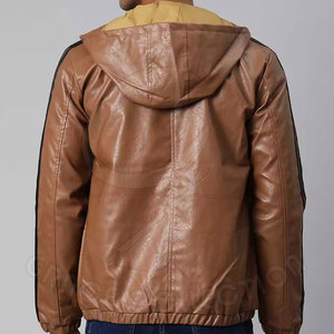Chaqueta con Capucha de Cuero para Hombre, Diseño Personalizado OEM, Ropa de Invierno con Capucha, Logotipo Personalizado, Color Personalizado, Transpirable, Ecológica, Elegante - Product Image 3