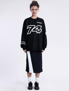 ELFRIC EDEN เสื้อสเวตเชิ้ตคอกลมโอเวอร์ไซส์สีดำสำหรับผู้ชาย 74 พิมพ์ลายสตรีทแวร์เสื้อพูลโอเวอร์ทรงปกติผ้าฝ้าย FRENCH TERRY ฤดูใบไม้ร่วง - Product Image 4