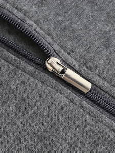 Men's Gray Hooded Zipper Sweatshirt Regular Fit Casual Autumn Wear 100% Cotton Knitted Solid Design Breathable Made Bangladesh - Product Image 4