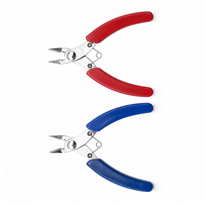 Alicates diagonales de acero inoxidable con mangos rojos y azules, cortador de alambre para joyería, herramienta de precisión para hacer joyas DIY - Product Image 1