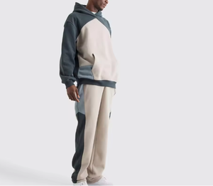 Ensemble de survêtement oversize color block pour homme – Sweat à capuche et pantalon de jogging coupe ample, tenue streetwear 2 pièces - Product Image 5