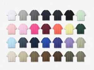เสื้อยืดผ้าฝ้ายผู้ชายแขนสั้นคอกลมสีพื้นสตรีทแวร์ทรงปกติ 28 สี S M L XL XXL - Product Image 2