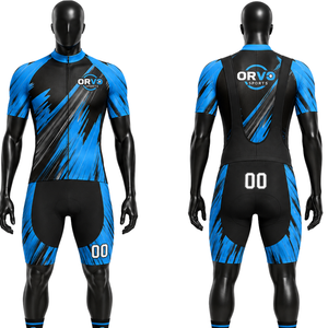 Ensemble maillot et short de cyclisme Orvo Sports unisexe pour adulte, orange et noir, respirant, manches courtes, pour vélo de route, course, équipe personnalisée, OEM - Product Image 2