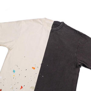 T-shirt unisexe effet éclaboussures de peinture et délavé à l'acide 2026 Noir anthracite Coupe oversize Multicolore Streetwear urbain artistique Haut HD - Product Image 1