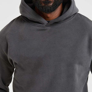 Sudadera con Capucha Gris para Hombre, Tejido de Algodón, Corte Holgado, Color Sólido, Casual, Transpirable, con Bolsillo, Manga Larga, para Otoño, Talla 360 - Product Image 5