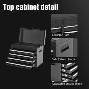 Detachable Top Rolling Tool Chest 5-Drawer <b>Storage</b> Cabinet with Universal <b>Lockable</b> Wheels Adjustable Shelves Tool <b>Box</b> Liner - Product Image 3