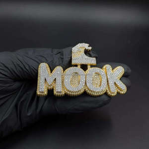 MOOK Moissanite Diamond <b>Name</b> Necklace Iced Out Custom Pendant Hip Hop <b>Chain</b> Luxury Jewelry Gift - Product Image 1