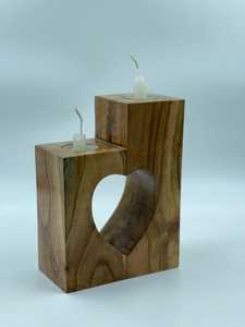 Porte-bougie en bois antique en forme de cœur, petit objet décoratif suspendu pour la décoration de la maison et Noël - Product Image 4