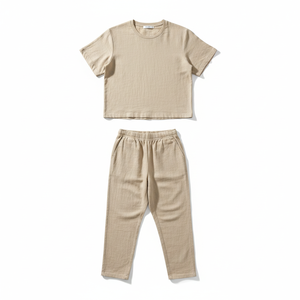 Conjunto de Pantalón y Camiseta de Verano Unisex de Primera Calidad, 100% Algodón Tejido, Liso, Servicio OEM, Colores y Tallas Personalizables - Product Image 1