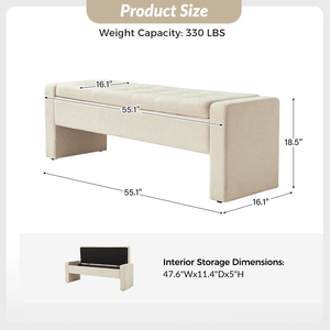 Muebles para Sala de Estar, Taburete y Otomana para el Hogar, Estilo Contemporáneo Vietnamita, Banco Tapizado de Madera Fabricada para Dormitorio MD01 - Product Image 2