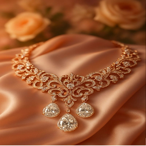 Gargantilla de lujo en tono dorado con brillantes cristales tallados en forma de pera. Disponible a precios de mayorista, explore la colección hoy mismo - Product Image 6