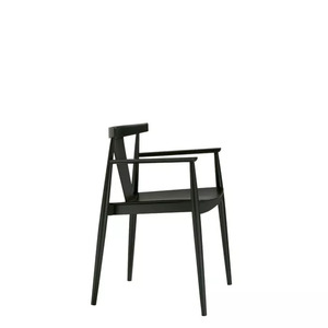 Silla de Comedor Moderna de Madera de Teca Reciclada Sólida de Alta Gama, Muebles Negros sin Cojín para Apartamento, Hotel y Restaurante - Product Image 2