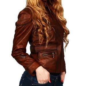 Chaqueta de cuero genuino para mujer, abrigo de cuero real, corte ajustado, cálida, para otoño e invierno, precio asequible. - Product Image 6