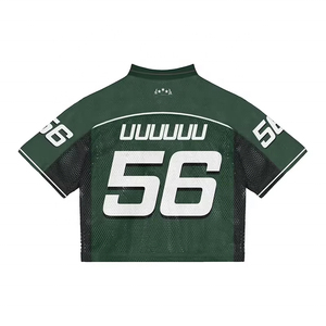Custom Design Logo V Neck Boxy Sports <b>Tshirt</b> Oversized Tees Cropped Tops Clothes Mesh Football Streetwear Jersey T-shirt for Men - Product Image 2