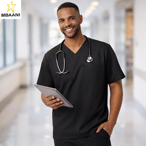 เสื้อสครับคอวีสำหรับผู้ชาย |   ผ้าสี่ทิศทางยืดได้ ป้องกันรอยยับ ทนต่อการซีดจาง |   เสื้อสครับผ้าฝ้ายตุรกีสำหรับบุคลากรทางการแพทย์ - Product Image 2