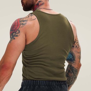Débardeur personnalisé pour homme avec logo, col rond, couleur unie, respirant, tricoté, pour l'entraînement, vêtement de fitness décontracté - Product Image 4
