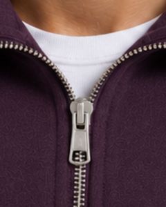 Sweat-shirt à col zippé surdimensionné pour homme, violet foncé, en molleton, à manches longues, style streetwear décontracté, personnalisé, en coton épais - Product Image 5