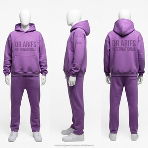 Stylish Custom Hooded Tracksuits Unisex Winter Fleece Jogging Training Teamwear Heat-Transfer Printed Logo Paisley/Solid Design - Product Image 6