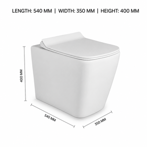 WC mural en céramique monobloc Viva Rimless Luxurious EWC, design moderne carré, avec siphon en P et abattant à fermeture douce, pour villas et hôtels - Product Image 5