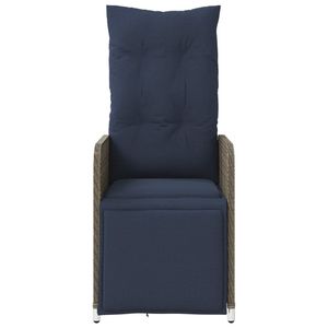 Juego de 2 sillas reclinables de poliratán gris para patio con cojines - Product Image 4