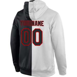 Sudadera con Capucha Sublimada Personalizada en Negro, Blanco y Rojo, con Nombre y Número del Equipo, Sudadera Deportiva para Fútbol - Product Image 3