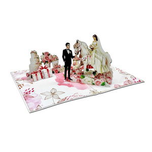 Carte pop-up tendance pour couple de mariés, carte de vœux de mariage romantique 3D, carte pop-up 3D personnalisée, artisanat en papier fait main - Product Image 3