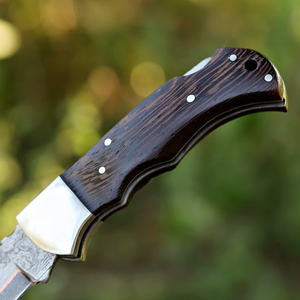 Cuchillo Plegable de Acero Inoxidable con Punta de Gota, Grado Industrial, Hoja Recta, Portátil, de Bolsillo, Mango de Madera, EDC, OEM - Product Image 3