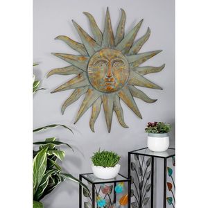 Décoration murale ronde en métal faite à la main Ming Rich Sun and Moon, style ferme moderne, pour la maison ou le jardin - Product Image 4