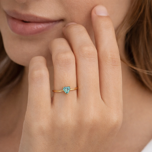 Tiny 6MM Heart Sapphire Quartz Gemstone <b>Adjustable</b> <b>Ring</b> - Wholesale Handmade Stackable <b>Ring</b> - Product Image 2