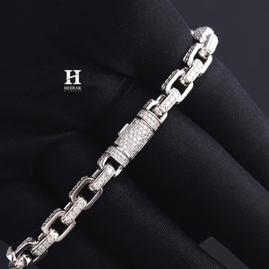 Pulsera de Lujo con Eslabones Rectangulares de Moissanita VVS, Estilo Hip Hop, con Diamantes Cultivados en Laboratorio, Joyería para Hombre - Product Image 2