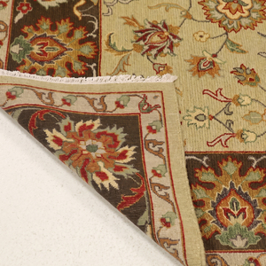 Alfombra DECORDEC de Lana con Medallón Floral Beige Marfil, Tejida a Mano, con Borde Botánico Color Óxido Oliva, Antideslizante y Ecológica para Sala de Estar - Product Image 6