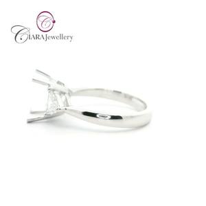 18K AU750 CLASSIQUE OR BLANC DIAMANT NATUREL 8x6MM FORME ÉMERAUDE TROIS PIERRES MONTAGE DE BAGUE pour MARIAGE ET ANNIVERSAIRE - Product Image 2